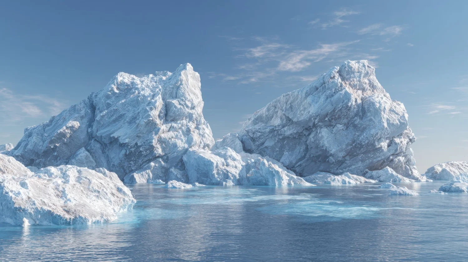 Icebergs in arctic waters