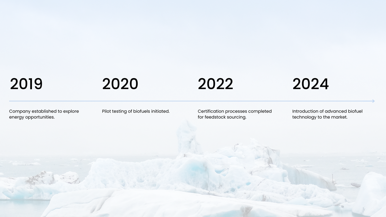 ArcticPure timeline showing milestones from 2019 to 2024